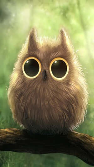 Owl Phone With Big Eyes Digital Painting Wallpaper