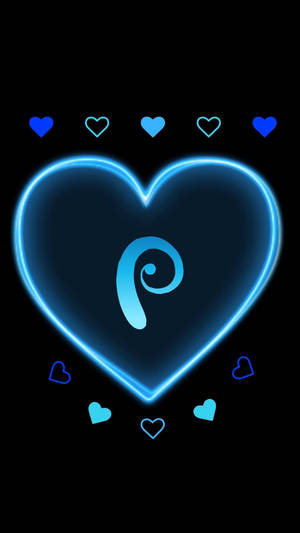 P Letter With Blue Hearts Wallpaper
