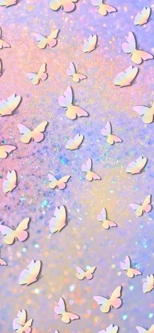 Pack Of Pink Glitter Butterfly Wallpaper