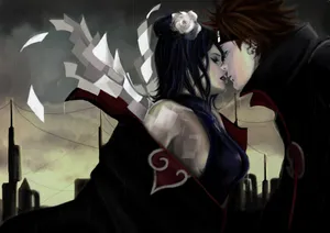 Pain And Konan Kissing Wallpaper