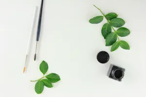 Paint And Green Leaf Wallpaper