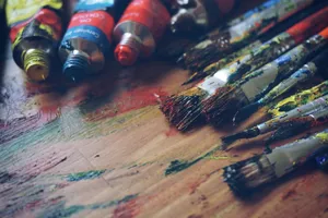 Paintbrushes And Acrylics Used In Art Wallpaper
