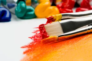 Paintbrushes And Acrylics Used In Art Wallpaper