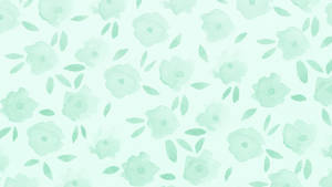 Painted Flowers Sage Green Desktop Wallpaper