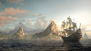 Painting Sailing Pirate Ship Wallpaper