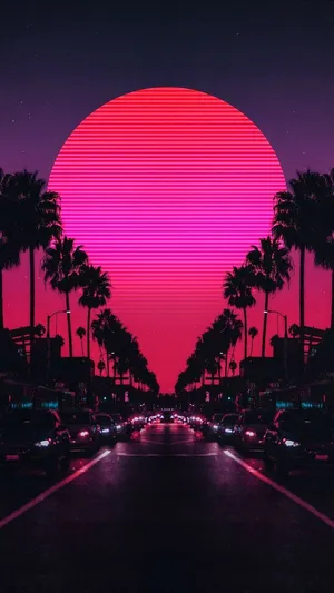 Palm Tree Highway Pink City Wallpaper