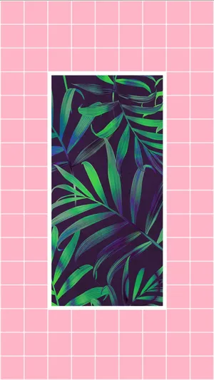 Palmera Leaves Pink Aesthetic Wallpaper