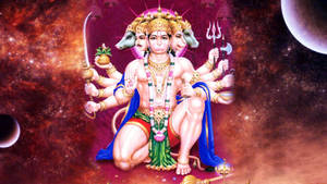 Panchmukhi Hanuman In Outer Space Wallpaper