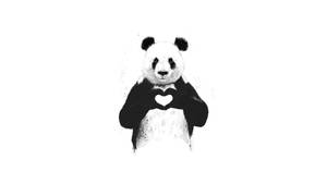 Panda Hand Heart Wallpaper