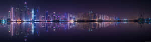 Panoramic Nighttime Cityscape Reflection Wallpaper