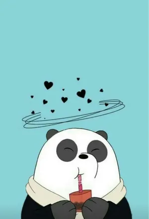 Panpan Sipping Face Cartoon Iphone Wallpaper