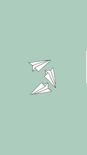 Paper Airplanes Green And White Aesthetic Wallpaper