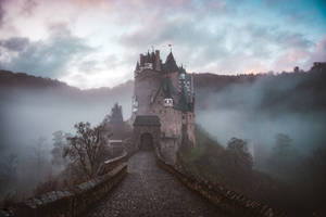 Paranormal Foggy Castle Bridge Wallpaper