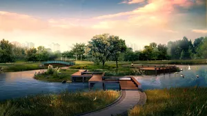 Park Landscape Photoshop Hd Wallpaper