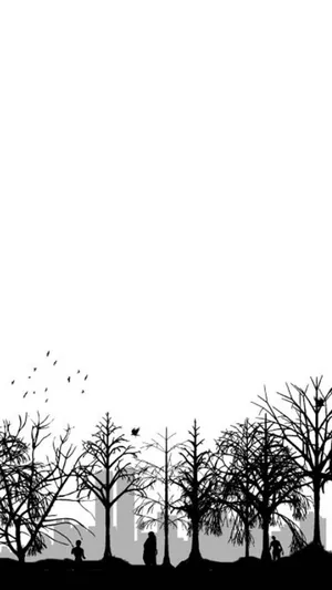 Park Silhouette On White Background Wallpaper