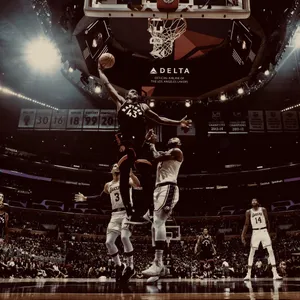Pascal Siakam Dunking Vs Lebron Wallpaper