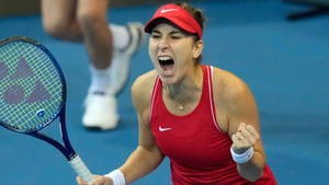 Passionate Belinda Bencic Celebrating A Win Wallpaper