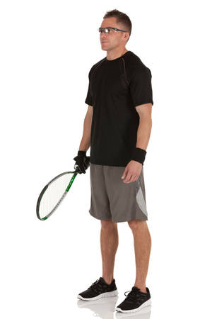 Passionate Racquetball Player Ready For Action Wallpaper