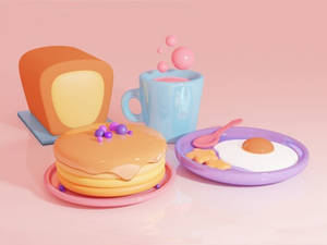 Pastel 3d Breakfast Wallpaper