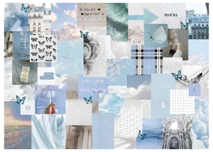 Pastel Aesthetic Blue Collage Wallpaper