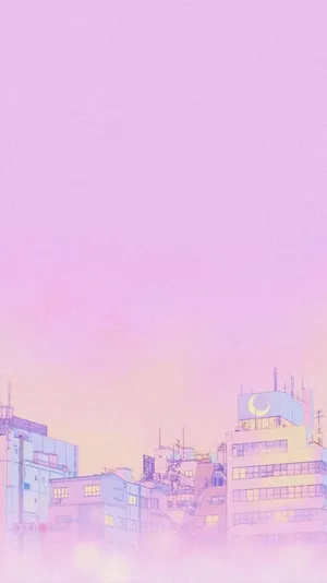 Pastel Anime Cityscapei Phone Wallpaper Wallpaper