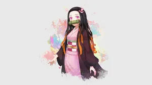 Pastel Background Nezuko Photography Wallpaper