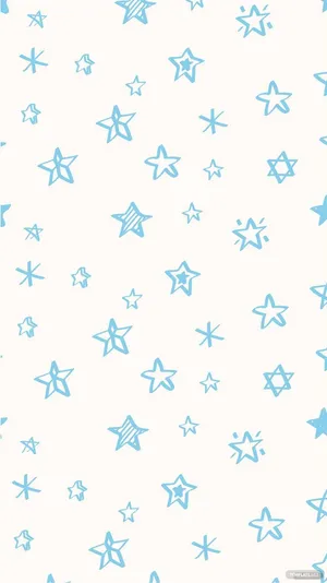 Pastel Blue Solid Stars Pattern Wallpaper