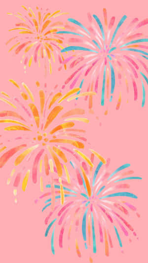 Pastel Color Fireworks Graphic Art Wallpaper