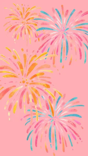 Pastel Color Fireworks Graphic Art Wallpaper