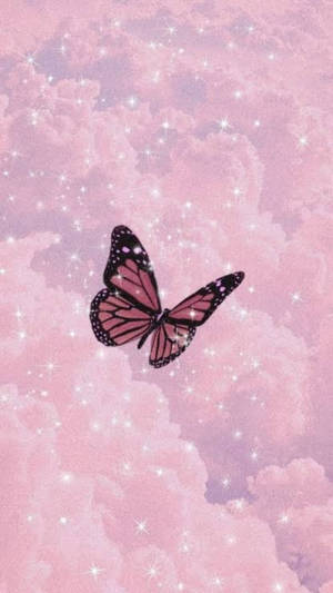 Pastel Galaxy With Butterfly Wallpaper