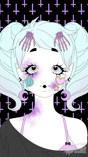 Pastel Goth Girl With Creepy Makeup Wallpaper