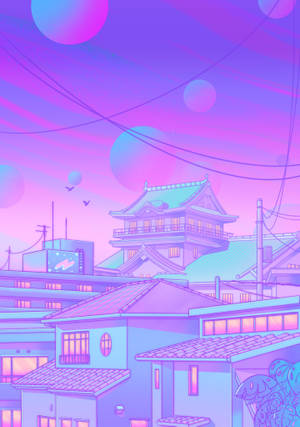 Pastel Japanese Aesthetic Of Neighborhood Spheres Wallpaper