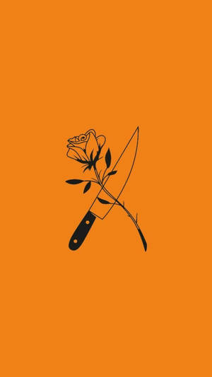 Pastel Orange Aesthetic Minimalist Flower Wallpaper