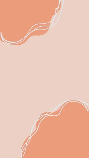 Pastel Peach Aesthetic White Wavy Line Wallpaper