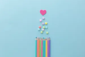 Pastel Pink Heart Pencils Wallpaper