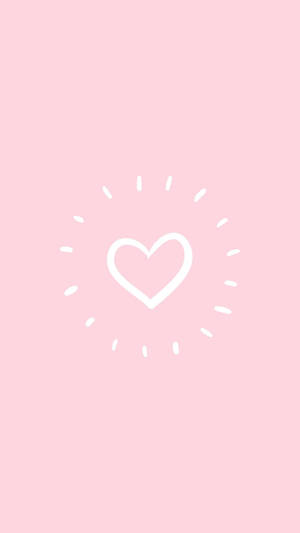 Pastel Pink Heart With Rays Phone Wallpaper