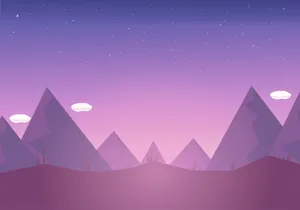 Pastel Purple Mountains Art Wallpaper
