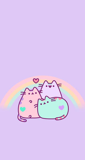 Pastel Pusheen Cats Kawaii Wallpaper