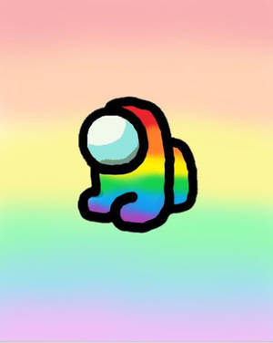 Pastel Rainbow Among Us Character Wallpaper