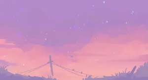 Pastel Sky Background With Birds Silhouette Wallpaper