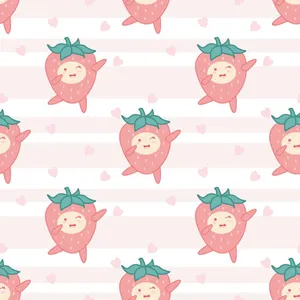 Pastel Strawberry Cartoon Wallpaper