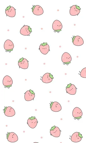 Pastel White Strawberry Wallpaper