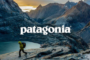 Patagonia Mountain Logo With Person Wallpaper