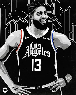 Paul George Clippers Black And White Wallpaper