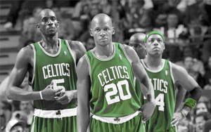 Paul Pierce Ray Allen Kevin Garnett Black And White Wallpaper