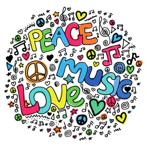 Peace Music Love Doodle Wallpaper