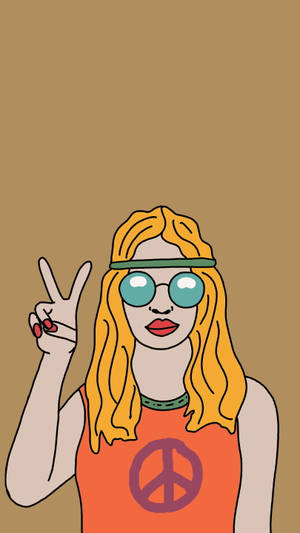 Peace Sign Hippie 70s Retro Aesthetic Wallpaper