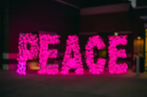 Peace Symbol Pink Light Orbs Wallpaper