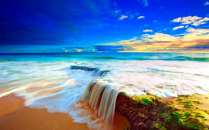 Peaceful Beach Scenery Sunny Day Wallpaper