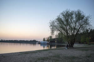 Peaceful Lake Dock In Lithuania Wallpaper